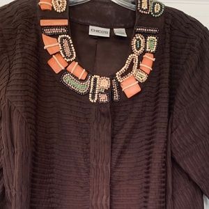 Chico's Jacket with wood-like Beads
